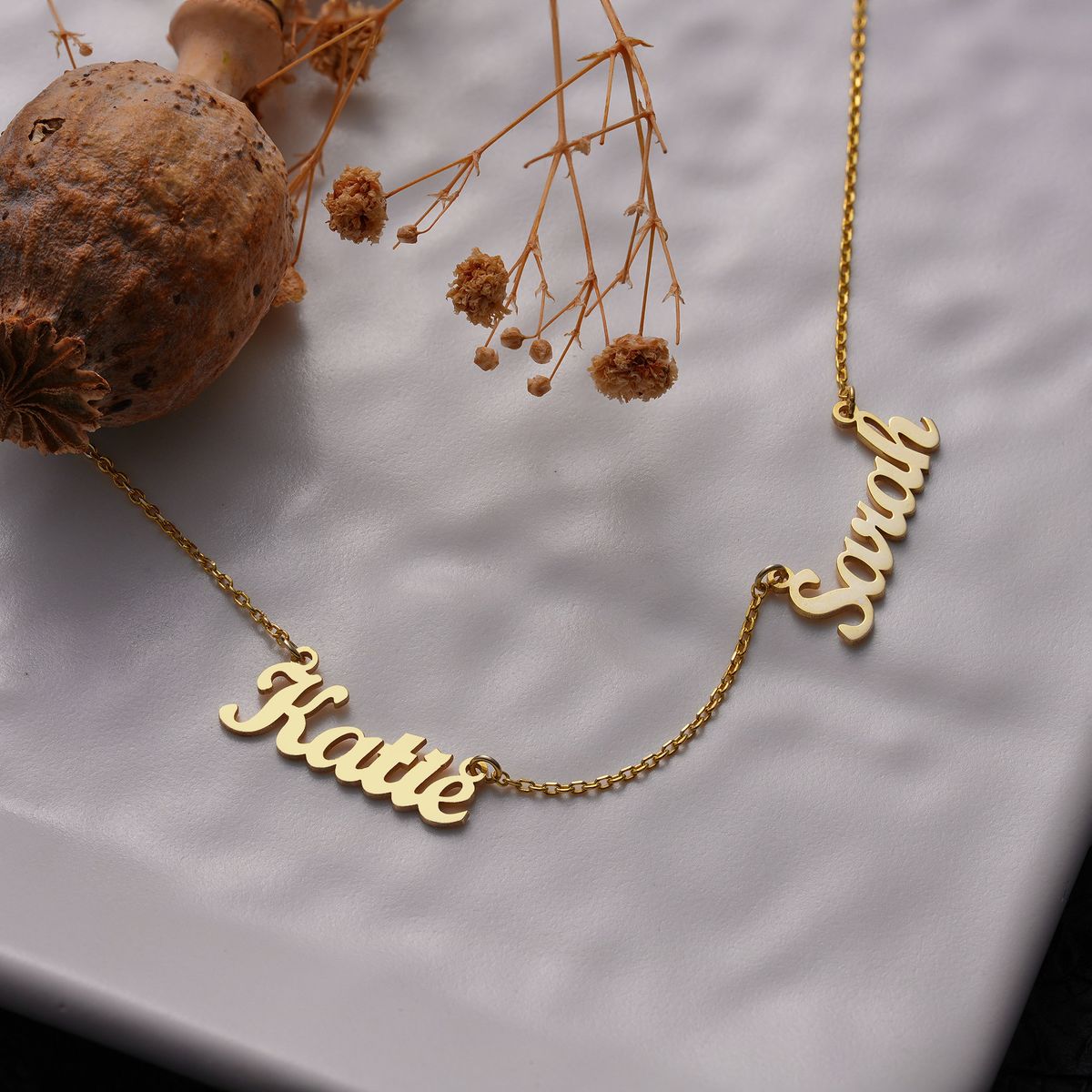 Custom Couple Name Necklace – Sterling Double Name Pendant