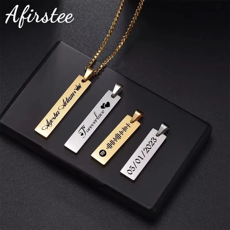 The Legacy Pillar Vertical Bar Necklace – Personalized Engraved Pendant